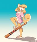  2021 absurd_res anthro baggy_clothing bangs baseball_bat bat_(object) blonde_hair blue_background bonk_(meme) breasts butterscotch_(peargor) canid canine canis cel_shading cleavage clothed clothing colored curled_tail digital_media_(artwork) domestic_dog english_text female footwear fox-pop full-length_portrait fur go_to_horny_jail gradient_background hair hi_res holding_object holding_weapon light lighting mammal meme multicolored_body multicolored_fur one_eye_closed open_mouth pink_clothing pink_topwear plantigrade portrait pose shaded shadow shiba_inu shirt shoes side_view simple_background smile sneakers solo spitz t-shirt text topwear two_tone_body two_tone_fur watermark weapon white_background white_body white_fur white_text wink yellow_body yellow_fur 