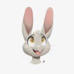 2021 absurd_res anthro buckteeth fur head_tuft headshot_portrait hi_res lagomorph leporid louart mammal open_mouth open_smile portrait rabbit signature simple_background smile solo teeth tongue tuft whiskers white_background yellow_eyes 