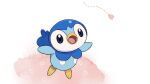  blue_eyes commentary_request creature gen_4_pokemon looking_up no_humans official_art open_mouth petals piplup pokemon pokemon_(creature) prj_pochama solo starter_pokemon toes tongue 