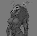  american_mythology anthro antlers areola big_breasts bone breasts fangs female fur horn humanoid indigenous_north_american_mythology mammal meandraco monster monstrous_humanoid muscular muscular_female mythology nipples north_american_mythology nude open_mouth simple_background skull solo teeth wendigo 
