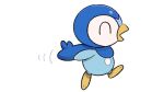  closed_eyes commentary_request creature from_side gen_4_pokemon no_humans official_art open_mouth piplup pokemon pokemon_(creature) prj_pochama solo starter_pokemon toes white_background 