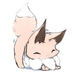  absurd_res ambiguous_gender brown_body brown_fur canid canine eevee eyes_closed feral fluffy fluffy_tail fur hi_res mammal markings_(fur) neck_tuft nintendo paws pok&eacute;mon pok&eacute;mon_(species) simple_background snoiifoxxo solo solo_focus stretching tuft video_games white_background 