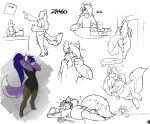  absurd_res ambiguous_gender anthro beverage beverage_can big_arms big_butt big_hands butt canid canine canis clothed clothing dingo floating fluffy fully_clothed girly hair hi_res levitation long_hair mammal multi_eye ponytail sketch_page snaggle_tooth soda solo topazknight virtual_reality zhaeo 