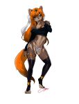  alecrast anthro canid canine canis clothing footwear forehead_gem forehead_jewel genitals girly hair hi_res legwear male mammal milkcrown orange_hair panties penis ribon simple_background smile solo tagme underwear white_background wolf 