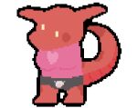  anthro bovid bovine cattle clothing cow_panties digital_media_(artwork) heart_shirt kobold kowbold male mammal pink_clothing pink_shirt pink_topwear pixel pixel_(artwork) pixelated red_body red_scales scales shirt solo spots tail_curl topwear yellow_eyes zed_(scales) 