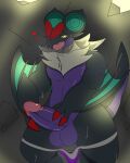  absurd_res anthro balls bodily_fluids clothing feral genitals hi_res male masturbation nintendo noivern penis petro_(artist) pok&eacute;mon pok&eacute;mon_(species) solo sweat underwear video_games 