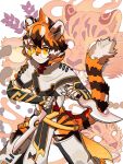  ambiguous_gender anthro arknights black_body clothing felid female feral fur group hair hi_res hibana_lily holding_object holding_weapon hypergryph knife mammal multicolored_body multicolored_fur multicolored_hair orange_body orange_fur orange_hair pantherine solo spirit studio_montagne tiger video_games waaifu_(arknights) weapon white_body white_fur white_hair 