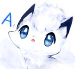  a ambiguous_gender blue_eyes blue_sclera feral fluffy fur hi_res mammal open_mouth simple_background snoiifoxxo solo text tuft white_background white_body 
