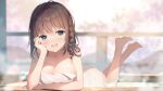  braids breasts brown_hair cleavage nijihashi_sora onsen original see_through towel 