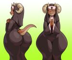  absurd_res anthro arkanman big_butt butt clothed clothing eyes_closed female hi_res kobold nun piko rear_view solo thick_thighs wide_hips 