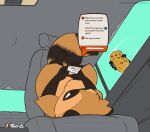  2021 black_body black_fur black_nose brown_body brown_fur canid canine car cleaning detailed_background doritoderg duo fur hi_res humanoid_hands inside_car mammal multicolored_body multicolored_fur raccoon_dog solo_focus tanuki two_tone_body two_tone_fur vehicle 