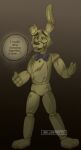  ... 2021 ? animatronic anthro barefoot black_eyes black_nose bluberry712 bodily_fluids bow_tie brown_background crying dancing dialogue english_text featureless_crotch feet five_nights_at_freddy&#039;s five_nights_at_freddy&#039;s_3 half-closed_eyes hand_holding hi_res lagomorph leporid long_ears machine male mammal multicolored_body narrowed_eyes notched_ear open_mouth rabbit robot sad scar simple_background solo speech_bubble springtrap_(fnaf) standing tears teeth text translucent translucent_body two_tone_body video_games white_body wire yellow_body 