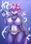  2021 3_fingers absa anthro big_breasts bovid breasts caprine chest_tuft complextree eyelashes featureless_breasts female fingers goat hair hi_res horn lightning looking_at_viewer mammal purple_hair rivals_of_aether sash short_hair simple_background solo tuft video_games yellow_eyes 