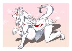 &lt;3 amaterasu anthro breasts canid canine canis capcom deity female fur hair j7w looking_at_viewer mammal nipples nude solo video_games white_body white_fur wolf ōkami 