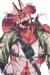  666soul_s abs anthro cthugha_(tas) dragon hi_res male nipples pecs skimpy_armor solo tentacles tokyo_afterschool_summoners tongue video_games 