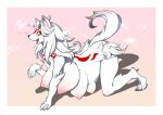  &lt;3 amaterasu anthro breasts canid canine canis capcom deity female fur hair j7w looking_at_viewer mammal multi_breast nipples nude pregnant solo video_games white_body white_fur wolf ōkami 