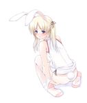  animal_ears bdsm blonde_hair blue_eyes blush bondage bound bow bunny_ears dildo dress legwear long_hair no_panties noantica ooji panties stockings thighhighs twintails underwear wrists_to_ankles 