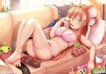  arm_at_side ass aster-effect bag bangs barefoot blinds blush bow bra breasts brown_hair can candy cellphone chips chocolate chocolate_bar chocolate_chip_cookie commission cookie couch doki_doki_literature_club doritos eating eyebrows_behind_hair eyelashes feet food food_in_mouth green_eyes gummy_bear hair_between_eyes hair_bow indoors juice juice_box lamp large_breasts legs legs_up light_rays long_hair looking_at_viewer looking_to_the_side lying monika_(doki_doki_literature_club) navel no_shirt on_back on_couch outstretched_arm panties phone pillow pink_bag pink_bra pink_panties pocky ponytail shirt_removed sidelocks socks_removed soda soda_bottle soda_can stomach striped stuffed_animal stuffed_bird stuffed_toy thighs toenails underwear underwear_only very_long_hair white_bag white_bow white_headwear 