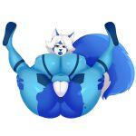  1:1 5_fingers 5_toes absurd_res alpha_channel anthro anus big_breasts big_butt blue_body blue_fur blue_lips blue_nose bodysuit breasts butt canid canine canis clothing cosplay curvy_figure darbo domestic_dog feet female fingers fur genitals hair hi_res huge_breasts huge_butt husky hyper hyper_breasts lips looking_at_viewer mammal metroid nintendo nordic_sled_dog plump_labia puffy_anus pussy rubber rubber_suit samus_aran santy silver_eyes skinsuit solo spitz tight_clothing toes torn_clothing video_games white_body white_fur white_hair 
