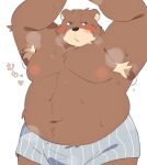  0119_muu 2021 anthro armpit_hair belly blush body_hair brown_body brown_fur clothing fur hi_res kemono male mammal moobs musk navel nipples overweight overweight_male simple_background solo underwear ursid white_background 