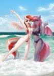  absurd_res anthro bat_pony bikini breast_squish breasts breasts_frottage cleavage clothed clothing dandy_(artist) duo equid equine female female/female hasbro hi_res mammal my_little_pony pegasus squish swimwear water wings 