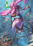  air_bubble blurry bubble closed_mouth commentary_request dragalge gen_6_pokemon highres looking_to_the_side no_humans poison pokemon pokemon_(creature) spareribs underwater 