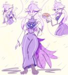  anthro avian beak breasts claws clothed clothing cosplay crossover demon dove_momma female fluffy fluffy_tail fur helluva_boss hi_res multicolored_body multicolored_fur open_mouth open_smile purple_body purple_fur simple_background smile solo stella_(vivzmind) toriel two_tone_body two_tone_fur undertale video_games white_background white_body white_fur 