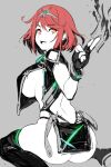  1girl alternate_costume bangs boots breasts china_dress chinese_clothes dress highres large_breasts pyra_(xenoblade) red_hair robot_cat short_hair swept_bangs thigh_boots thighhighs tiara xenoblade_chronicles_(series) xenoblade_chronicles_2 