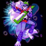  anthro female five_nights_at_freddy&#039;s five_nights_at_freddy&#039;s:_security_breach fluffy fluffy_hair fluffy_tail hair keyboard_instrument low_res musical_instrument paws roxanne_wolf_(fnaf) solo unknown_artist video_games 