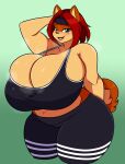  anthro big_breasts bodily_fluids breasts canid canine canis clothing domestic_dog female hair hi_res huge_breasts jwinkz mama_maria mammal solo sweat 