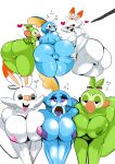  &lt;3 ahegao anthro anthro_on_anthro blue_body blush bodily_fluids breasts butt butt_grab edit female female/female fur genitals green_body green_fur grookey group hand_on_butt hi_res interspecies looking_pleasured multicolored_body multicolored_fur nintendo nipples onat open_mouth open_smile orange_body orange_fur pok&eacute;mon pok&eacute;mon_(species) pok&eacute;morph pussy saliva scorbunny simple_background smile sobble teeth tongue tongue_out two_tone_body two_tone_fur video_games white_body white_fur 