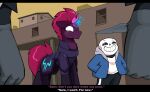 angry armor black_bars bone crossover droll3 duo equid equine eye_contact female friendship_is_magic fury hasbro hi_res horn hornless horse letterbox looking_at_another male male/female mammal my_little_pony my_little_pony:_the_movie_(2017) pony sans_(undertale) skeleton smug smug_face smug_grin sparkling_horn tempest_shadow_(mlp) town undertale unicorn video_games 