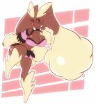  anthro big_breasts breasts brown_body cleavage clothed clothing eyebrows female hi_res lopunny nintendo pok&eacute;mon pok&eacute;mon_(species) solo solratic thick_eyebrows video_games 