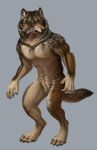  anthro canid canine canis digitigrade hibbary male mammal multi_eye multi_face multi_snout simple_background solo standing wolf 