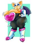  anthro big_breasts big_butt breasts butt chiropteran clothing cwllulite eyeshadow female green_eyes hand_on_hip hi_res huge_breasts huge_butt looking_at_viewer makeup mammal rchammer rouge_the_bat sega slightly_chubby solo sonic_the_hedgehog_(series) standing thick_thighs torn_clothing video_games 