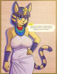  2021 5_fingers animal_crossing ankha_(animal_crossing) anthro areola blue_eyes blue_hair breasts clothed clothing conditional_dnp dialogue digital_media_(artwork) domestic_cat dress english_text felid feline felis female fingers hair hand_on_hip hi_res kadath looking_at_viewer mammal nintendo nipples open_mouth short_hair signature solo speech_bubble striped_tail stripes talking_to_viewer text translucent translucent_clothing uraeus usekh video_games wardrobe_malfunction 
