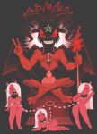  anthro asian_mythology baphomet_(deity) bovid breasts caprine caprine_demon chain collar deity demon east_asian_mythology eyes_closed featureless_breasts featureless_crotch female gashi-gashi gesture goat_demon group hi_res horn humanoid japanese_mythology male mammal mythology nude oni pubes v_sign yōkai 