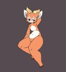  animal_crossing anthro beau_(animal_crossing) belly blue_eyes cervid colored fur hand_behind_head hooves horn looking_away male mammal nintendo orange_body orange_fur simple_background slightly_chubby small_waist solo taart thick_thighs video_games white_belly 