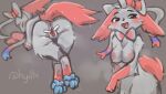 anus black_eyes black_nose breasts butt cute_fangs ears_down eeveelution female feral fur genitals hi_res hyilpi invalid_tag nintendo open_mouth pivoted_ears pok&eacute;mon pok&eacute;mon_(species) pussy seductive solo sylveon video_games white_body white_fur 