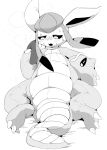  3_toes ambiguous_gender black_and_white blush bodily_fluids breathing claws clothing cosplay costume dragonite eeveelution feet feral fursuit glaceon looking_down monochrome nintendo pok&eacute;mon pok&eacute;mon_(species) rag scales scalie shadow simple_background solo sweat tail_curl toes uncomfortable video_games white_background white_ground winte 