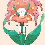  2014 3_fingers blush blush_stickers breast_squish breasts cleavage clothed clothing crepix elemental_creature fairy female fingers flora_fauna florges flower humanoid leaf nintendo pink_background plant pok&eacute;mon pok&eacute;mon_(species) simple_background solo squish video_games white_body white_skin 
