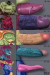  2:3 absurd_res anthro aurelion_sol_(lol) balls bovid bovine caprine catfish chart clothed clothing demon digital_media_(artwork) dragon erection feral fish fur genitals group hair hat headgear headwear hi_res horn humanoid_genitalia humanoid_penis league_of_legends male mammal marine mythology nude open_mouth ornn_(lol) penis penis_lineup penis_size_chart rammus_(lol) reptile riot_games scalie simple_background spikes sterlingrizzly tahm_kench_(lol) teeth tongue tongue_out trundle_(lol) video_games 