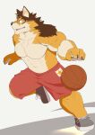  anthro barrel_(live-a-hero) basketball bottomwear canid canine canis clothing guzhe1820 hi_res live-a-hero male mammal muscular muscular_anthro muscular_male pecs shirtless shorts solo wolf 