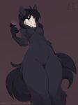  absurd_res airfly-pony anthro black_body black_fur black_hair breasts canid canine cellphone female fur genitals hair hi_res mammal nipples nude phone pussy scp-1471 scp_foundation solo 