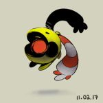  chingling closed_eyes commentary dated english_commentary floating gen_4_pokemon grey_background mootecky no_humans open_mouth pokemon pokemon_(creature) sketch solo 