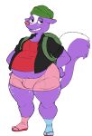  anthro belly clothing eroborus footwear hi_res male mammal mephitid sandals skunk slightly_chubby socks solo thick_thighs 