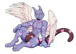  2021 ailuranthropy alpha_channel anthro bulge clothed clothing digital_media_(artwork) feathered_wings feathers feet fingers legendary_pok&eacute;mon male mewtwo muscular muscular_male nintendo pok&eacute;mon pok&eacute;mon_(species) simple_background smile solo toes transparent_background video_games white_body white_feathers wings 