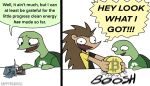  2021 anthro bitcoin clothed clothing comic cryptocurrency dialogue duo english_text happyroadkill hi_res holding_object humor libertarian_porcupine male mammal motion_lines political_cartoon politics porcupine reptile rodent scalie shirt solar_panels sound_effects t-shirt text topwear turtle wind_turbine yelling 