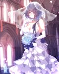  arknights dress eyepatch no_bra wedding_dress whisperain_(arknights) wing228 