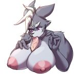  4_fingers anthro big_breasts black_nose bodily_fluids breast_rest breasts canid canine canis crossgender disembodied_penis duo edit fellatio female female_focus fingers fur genitals grey_body grey_fur hair hand_on_breast huge_breasts human human_on_anthro humanoid_genitalia humanoid_hands humanoid_penis interspecies inverted_nipples looking_at_genitalia looking_at_penis looking_down male male/female mammal multicolored_body multicolored_fur nintendo nipples open_mouth oral penile penis puffy_nipples purple_eyes saliva sex simple_background solo_focus star_fox starwolfx titfuck two_tone_body two_tone_fur video_games white_background white_hair wolf wolf_fit_trainer_(starwolfx) wolf_o&#039;donnell 